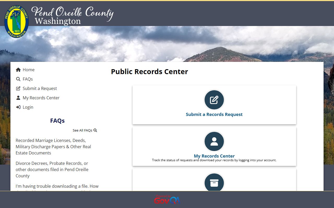 Pend Oreille County jail mugshots public records request portal